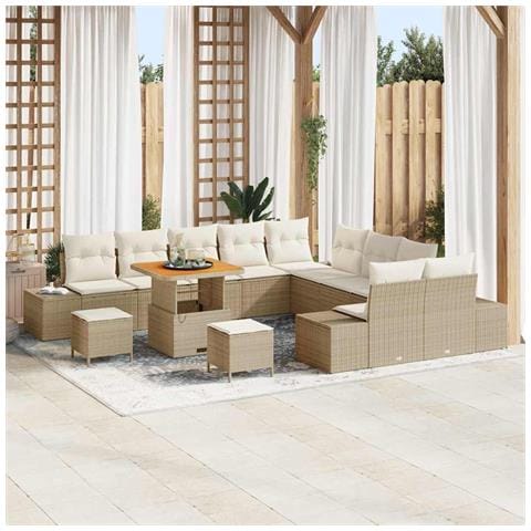 Set Divano da Giardino 13 pcs Beige e Crema 80 x 80 x 71 cm - Foto 2