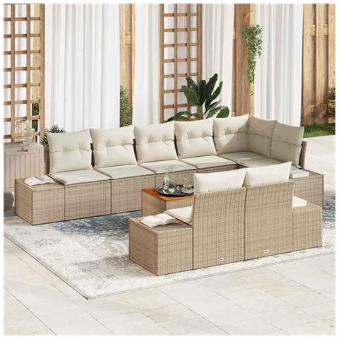 Set Divano da Giardino 9 pcs Beige e bianco - Foto 2