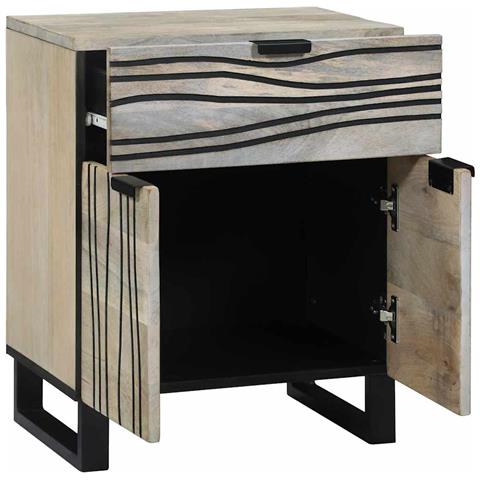 Armadio da Notte con cassetto Bianco e nero 50 x 33 x 60 cm - Foto 2