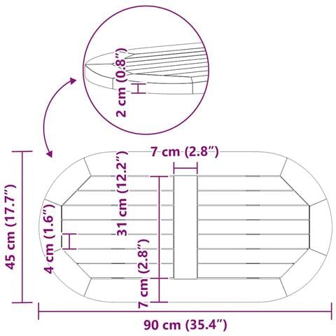 Piano del tavolo Marrone 90 x 45 x 2 cm - Foto 9