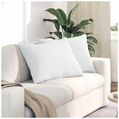 Cuscini da Divano 2 pcs Bianco 70 x 50 cm Tessuto - Foto 2