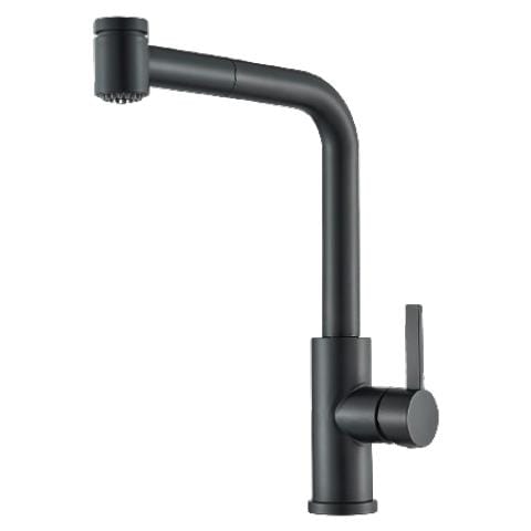 Rubinetto per lavello da cucina, Blackswan, tipo M378 con 2 modalità e doccetta estraibile, modello nero opaco, misura 32 cm - Foto 1