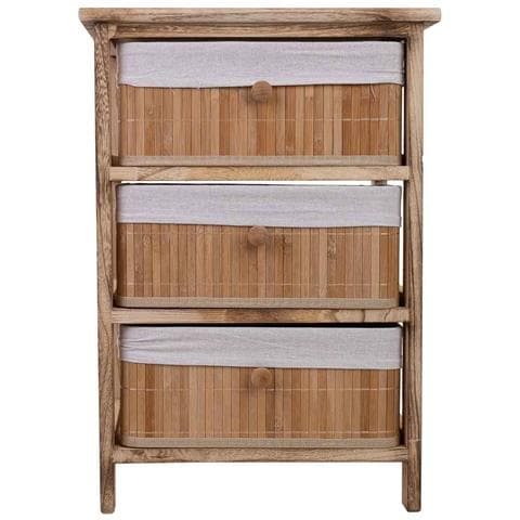 Cassettiera Legno Marrone 3 Cassetti Bambù 40x29x58 Cm - Foto 2
