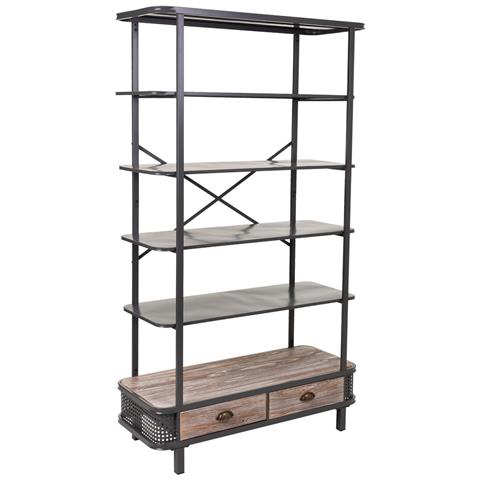 Scaffale In Metallo Grigio E Legno 100x40x181h - Foto 1
