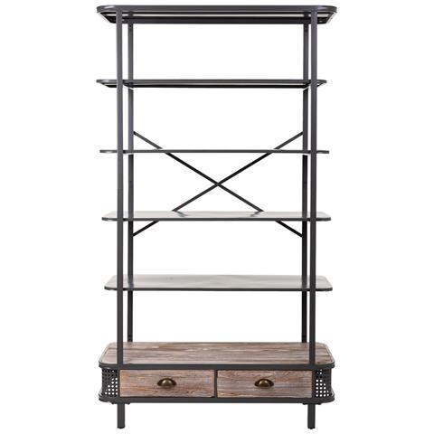 Scaffale In Metallo Grigio E Legno 100x40x181h - Foto 2