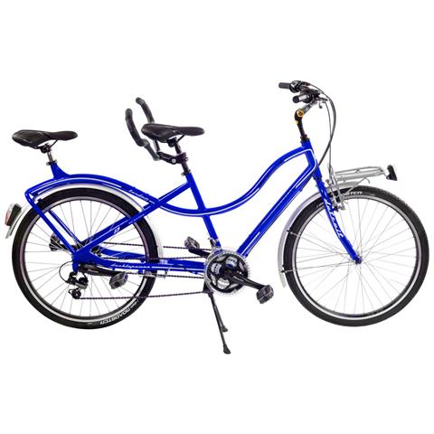 Bici Misura 26 Doppio Posto Telaio In Alluminio Bicicletta Linea Tandem Bibici Cambio 21v Completa Di Accessori Con Luci A Led - 47 Blu - Foto 1