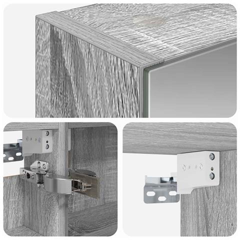 Mobiletto per specchio da bagno con lo scaffale Grigio Sonoma - Foto 9