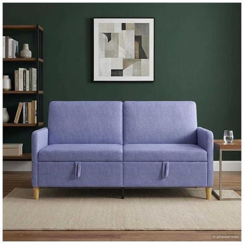 Divano con Storage Blu jeans 172 x 78 x 87 cm Poliestere - Foto 2