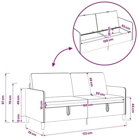Divano con Storage Blu jeans 172 x 78 x 87 cm Poliestere - Foto 8