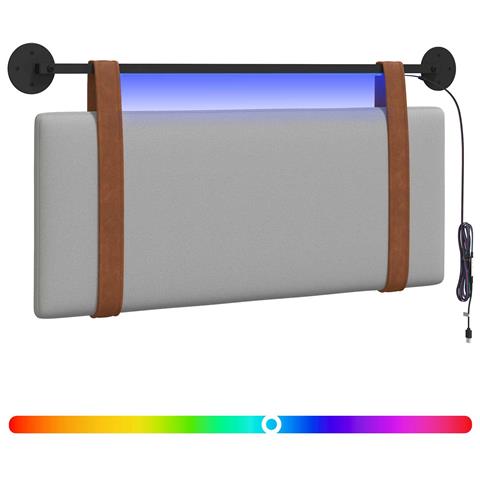 Testiera sospesa Con luce LED Grigio Nuvola PU Antico - Foto 1