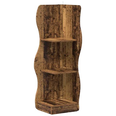 Mensola angolare con lo scaffale Legno antico 34 x 33 x 102 cm - Foto 1