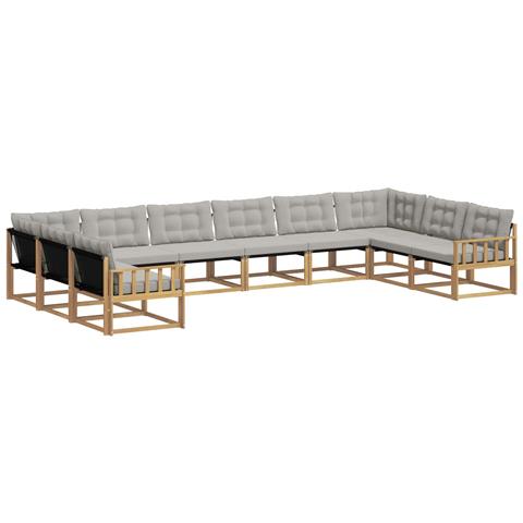 Set di divani da esterno 10 pcs Bianco e Grigio Chiaro - Foto 1