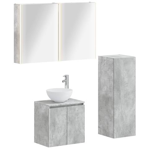 Set di mobili per il bagno 4 pcs Grigio Cemento - Foto 1