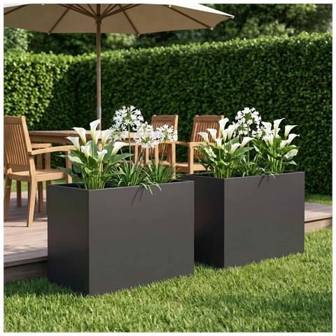 Vaso da giardino 2 pz Nero 60 x 40 x 50 cm - Foto 2