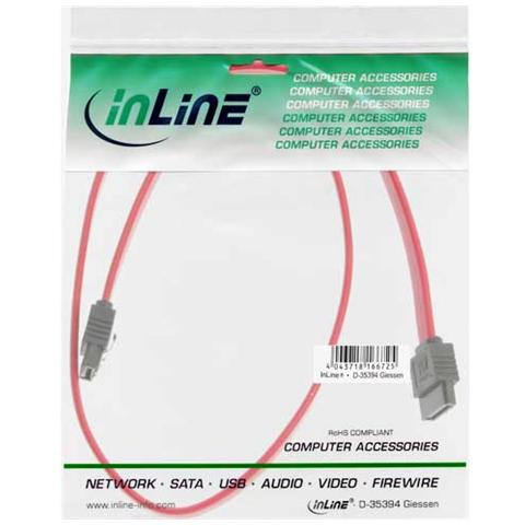 cavo sata 7pin l-form a sata 7pin l-form, max 1,5gbs, piatto, chiusura a scatto, rosso, 0,5m - Foto 2