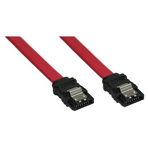 cavo sata 7pin l-form a sata 7pin l-form, max 1,5gbs, piatto, chiusura a scatto, rosso, 0,5m - Foto 3