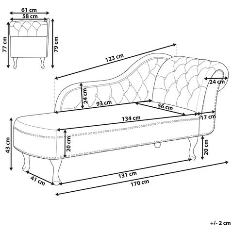 Chaise Longue Destra In Velluto Nero Nimes - Foto 22