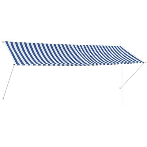 Tenda Da Sole Retrattile 350x150 Cm Blu E Bianco - Foto 1