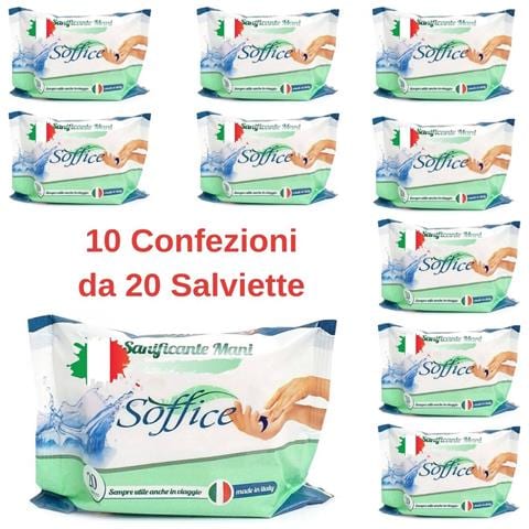 Soffice Salviettine Igienizzanti Mani 10 Confezioni Da 20 Salviette - Foto 2