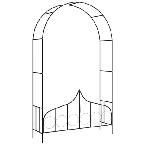 Arco da Giardino con Porta Nero 138x40x238 cm in Ferro - Foto 1