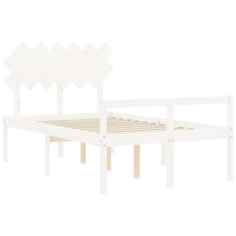 Letto per Anziani con Testiera Bianco Double in Legno Massello - Foto 2