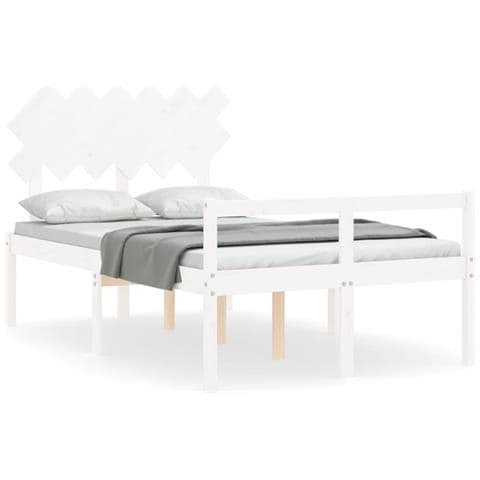 Letto per Anziani con Testiera Bianco Double in Legno Massello - Foto 1