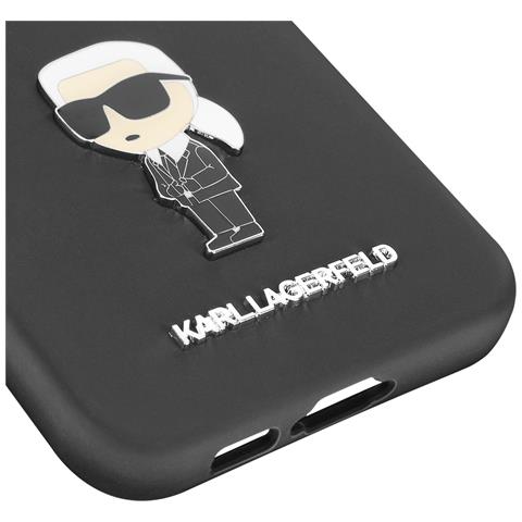 Cover Per Samsung Galaxy S23 Fe Design Ikonik Metal Silicone Rigido, Nero - Foto 2