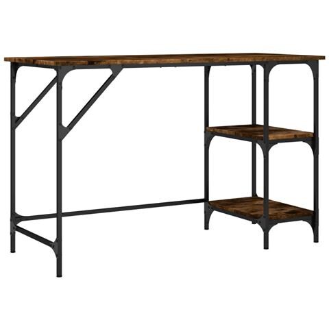 Scrivania Rovere Fumo 120x50x75cm Metallo E Legno Multistrato - Foto 2