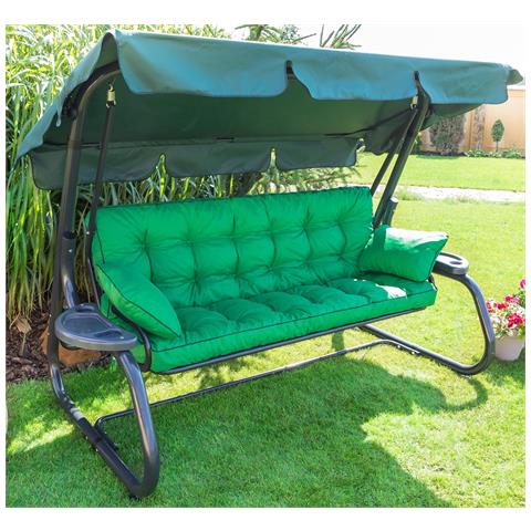 Cuscino Per Altalena Hollywood, Morbido Cuscino Per Seduta, Resistente Cuscino Per Altalena Da Giardino, Cuscino Adatto Per Roulotte, Cuscino Per Panca Con Schienale. Larghezza 120 Cm - Verde - Foto 2