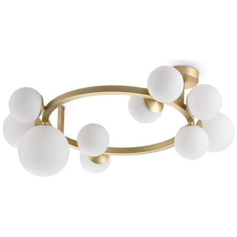 Plafoniera Moderna Perlage Metallo Ottone 10 Luci G9 15w 3000k Ip20 - Foto 1