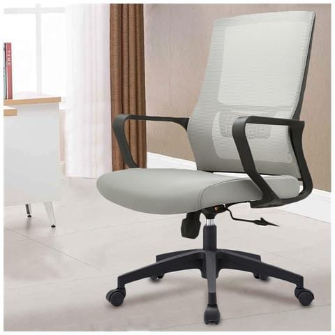 Sedia Ufficio Grigio Poltrona Da Scrivania Studio Cameretta Altezza Regolabile - Foto 2