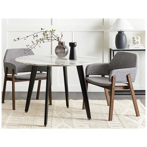 Set Di 2 Sedie Da Pranzo Tessuto Grigio Chiaro E Legno Scuro Albion - Foto 1