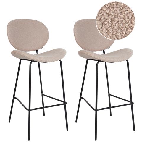 Set Di 2 Sedie Alte Luana Bouclé Beige Chiaro - Foto 2