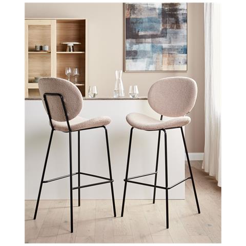 Set Di 2 Sedie Alte Luana Bouclé Beige Chiaro - Foto 1