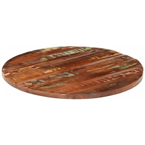 Piano Per Tavolo 70x3,8 Cm Rotondo Legno Massello Di Recupero - Foto 2