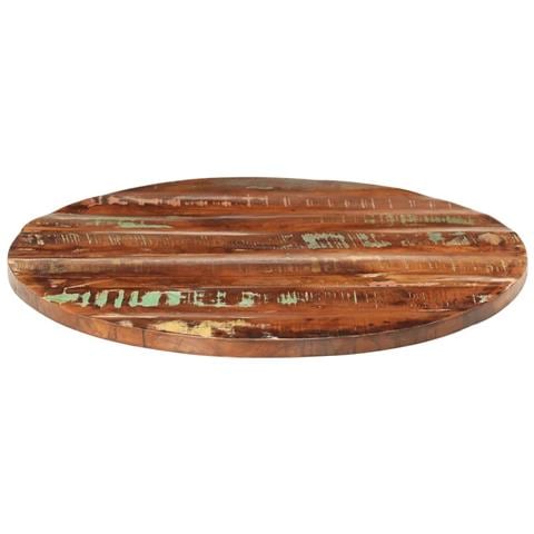 Piano Per Tavolo 70x3,8 Cm Rotondo Legno Massello Di Recupero - Foto 3