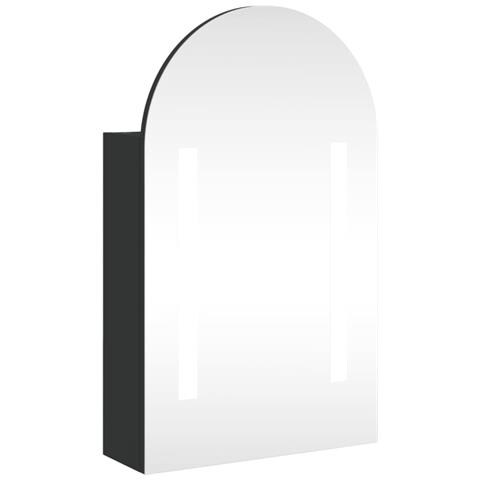 Armadietto Bagno Con Specchio E Led Ad Arco Nero 42x13x70 Cm - Foto 1