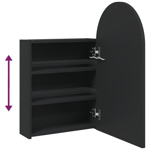 Armadietto Bagno Con Specchio E Led Ad Arco Nero 42x13x70 Cm - Foto 8