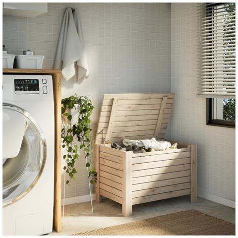 Contenitore Con Coperchio Rana 80x49x54 Cm Legno Massello Pino - Foto 3