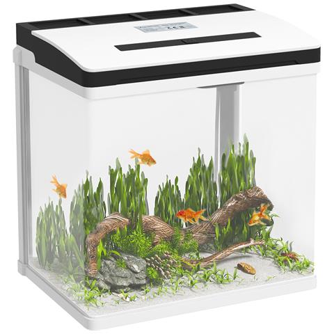 Acquario Da 13l A Illuminazione Led Con Fori Di Ventilazione, In Vetro Hd E Abs, 29l X 20p X 30.5a Cm - Foto 1