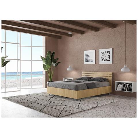 Letto Contenitore 140x190 Testata Inclinata Con Doghe Quercia Ankel - Foto 5