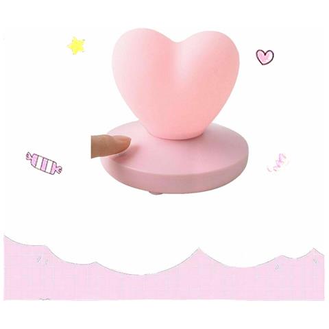 Lampada Notturna 8 Led Cuore Da Tavolo Batteria Usb Gomma Morbida Luce Te-b0104 - Foto 1