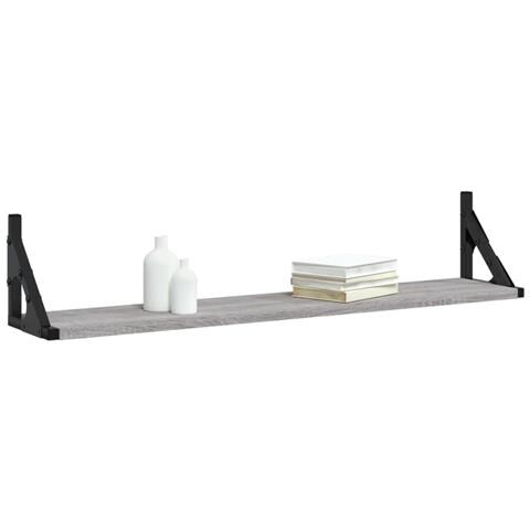 Mensole Parete 2pz Grigio Sonoma 80x15x15,5cm Legno Multistrato - Foto 3
