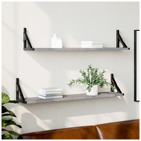 Mensole Parete 2pz Grigio Sonoma 80x15x15,5cm Legno Multistrato - Foto 1