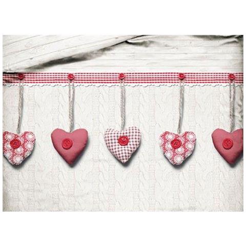 Copripiumino Sacco Piumone Pensieri Delicati Cotone Disegno Cuore Appeso Matrimoniale Rosso - Foto 2