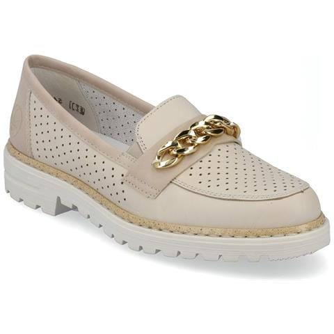 Beige Casual Closed Loafers Mocassino Pelle Scarpe Donna Beige Eu 40, 54852-60 - Foto 2