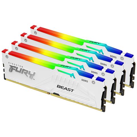 FURY Beast 128 GB 5600 MT /s DDR5 CL40 DIMM (Kit da 4 moduli) White RGB XMP - Foto 1