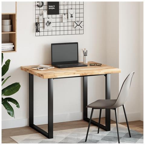 Piano Tavolo Rettangolare 100x80x4cm Legno Massello Di Acacia - Foto 3