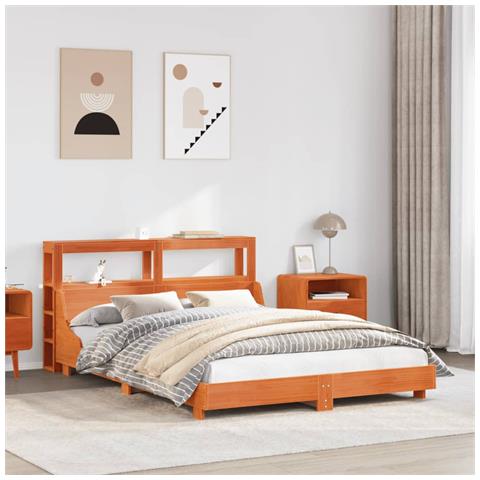 Letto Senza Materasso Marrone Cera 120x200 Cm In Legno Di Pino - Foto 1