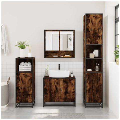 Mobile Bagno Specchio Rovere Fumo 65x20x60 Cm Legno Multistrato - Foto 3